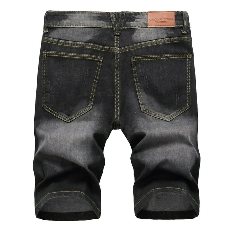 Dezsed Mens Jean Shorts Distressed Ripped Denim Shorts Summer Casual Classic Straight Short Jeans Personality Trend Shorts Black XL Clearance Sale Walmart