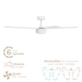 thumbnail image 3 of Stratos 52in 5-Blade Smart Ceiling Fan 2700K-6000K CCT Tunable Range LED Light Kit with Remote Control in Matte White Works With iOS or Android App, 3 of 10