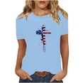 thumbnail image 2 of Cavosen Independence Day T Shirt Women Petite Patriotic Short Sleeve Round Neck Shirts USA Star Striped Print Shirts Lady M Independence Day Casual Tops 4th of July Tunic Tees Patriotic Blouses, 2 of 8