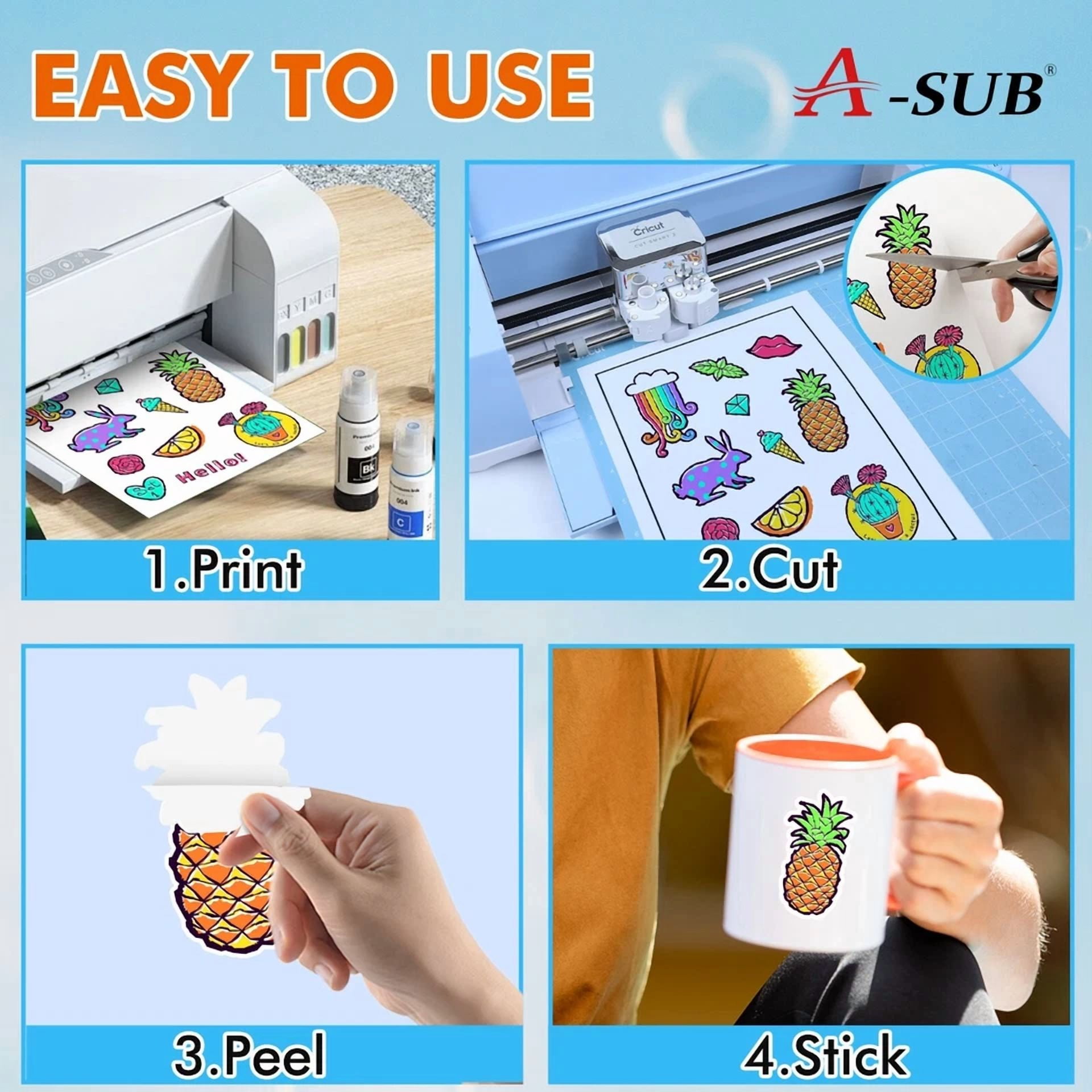 BUTTERFLY- 25 Pk Waterproof Printable Vinyl Sticker Paper For Inkjet Printers Glossy White