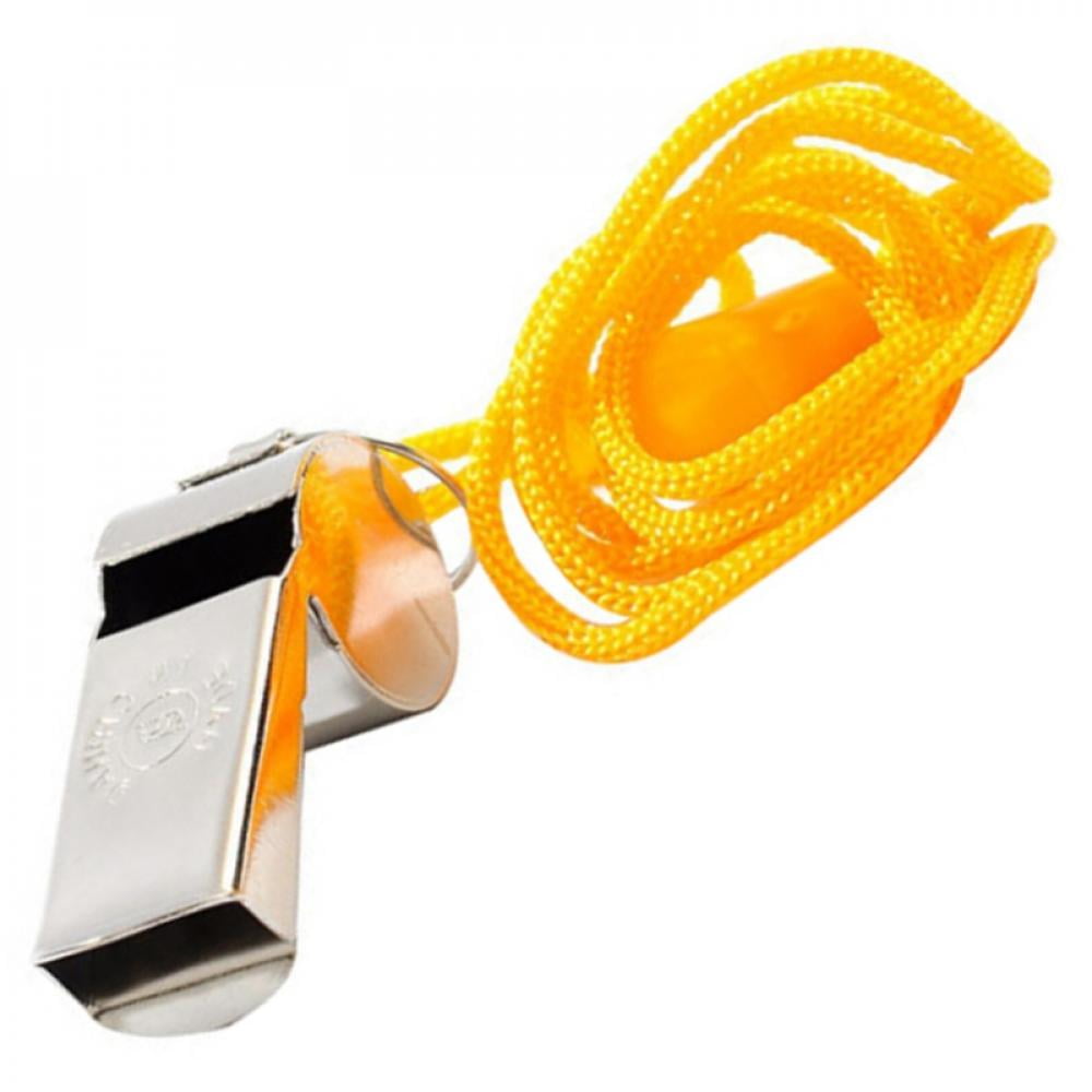 Referee Whistle Metal Emergency Whistle Outdoor Sports Whistle with Rope for Sports Training Match Lifesaving 