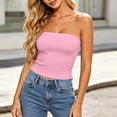 thumbnail image 4 of hotojiny Women's Tube Tops Summer Casual Bandeau Tanks Casual Strapless Blouse off the Shoulder Going out Shirts, 4 of 7