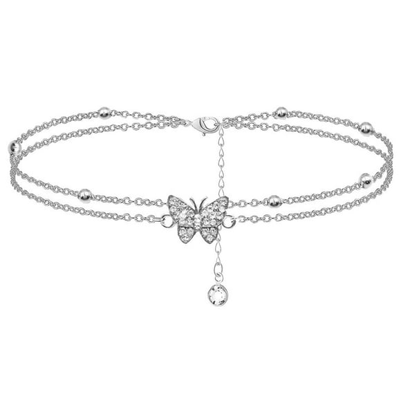 SHISUYAN Elegant Female Anklet with Silver Copper Chain for Women Wearing Lightweight and Safe 1PC