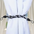 thumbnail image 2 of 2 Pack Curtain Tiebacks Rope, Outdoor Curtain Tiebacks, Natural Cotton Curtain Ties, Village Rural Rustic Curtain Holdbacks, Farmhouse Nautical Curtain Tie Backs Holders for Drapes (Black), 2 of 6