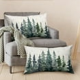 thumbnail image 5 of Watercolor Pine Tree Lumbar Pillow Covers Green Rustic Forest Throw Pillow Covers 12x20 Set of 2 Winter Xmas Tree Snowflakes Rectangular Pillowcase for Living Room Couch Sofa, 5 of 6