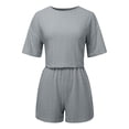 thumbnail image 4 of Xmyrz Outfit For Women Shorts Set Sports Solid Crop Top Short Sleeve Slit Hollow Out Relaxed Fit Suitable Clothes Sets, 4 of 4