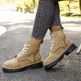 thumbnail image 6 of Lovzfmll Ankle Boots for Women, Ankle Boots Round Toe Front Lace Up Low Heel, Chunky Low Heel Round Toe Military Chunky Boots Casual Fall Khaki Boots, 6 of 9