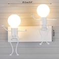 thumbnail image 2 of FSLiving Modern Fashion Style Hardwired Two Little Men to Hug Wall Lamp E26 Lamp Holder White Metal Wall Light Fixture for Children's Room Loft Dorm Bedroom Restaurant Bulb Not Included - 1 Light, 2 of 7