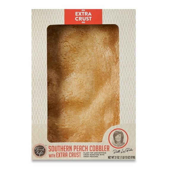 Patti LaBelle's Good Life Southern Peach Cobbler with Extra Crust 31oz, Shelf-stable, Boxed Whole, Flaky