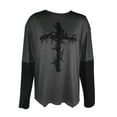 thumbnail image 2 of Liacowi Women Punk Shirt Fairy Grunge Round Neck Long Sleeve Oversized Tops Vintage Cross Print T Shirt, 2 of 9