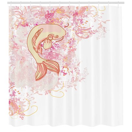 Japanese Shower Curtain Asian Koi Fish Classic Reflexive Splashed