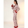 thumbnail image 5 of AIGUR Mommy and Me Satin Pajamas Set Adorable Heart Print Long Sleeve Turn Down Collar Tops and Pants, Family Matching Sleepwear, 5 of 6