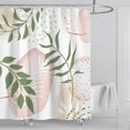 thumbnail image 4 of Juego de cortina de ducha con hojas: elegante diseño abstracto verde, acuarela tropical, decoración de baño moderna con ganchos, tela lavable, 4 of 5