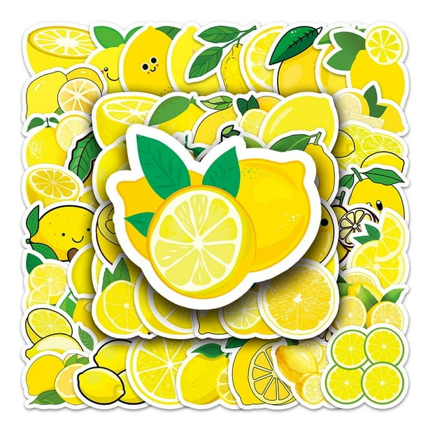 Pegatinas de limón, 50 Uds., calcomanías de vinilo impermeables de limón para botellas de agua, portátil, equipaje, taza, ordenador, teléfono móvil, monopatín