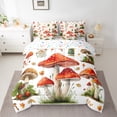 thumbnail image 2 of jejeloiu Cartoon Mushroom 7pcs Bedding Comforter Set,Tropical Botanical Plant Queen Bedding Sets,Red White Queen Sheet Sets For Girls Teens,Ultra Soft Home Decor Reversible, 2 of 8