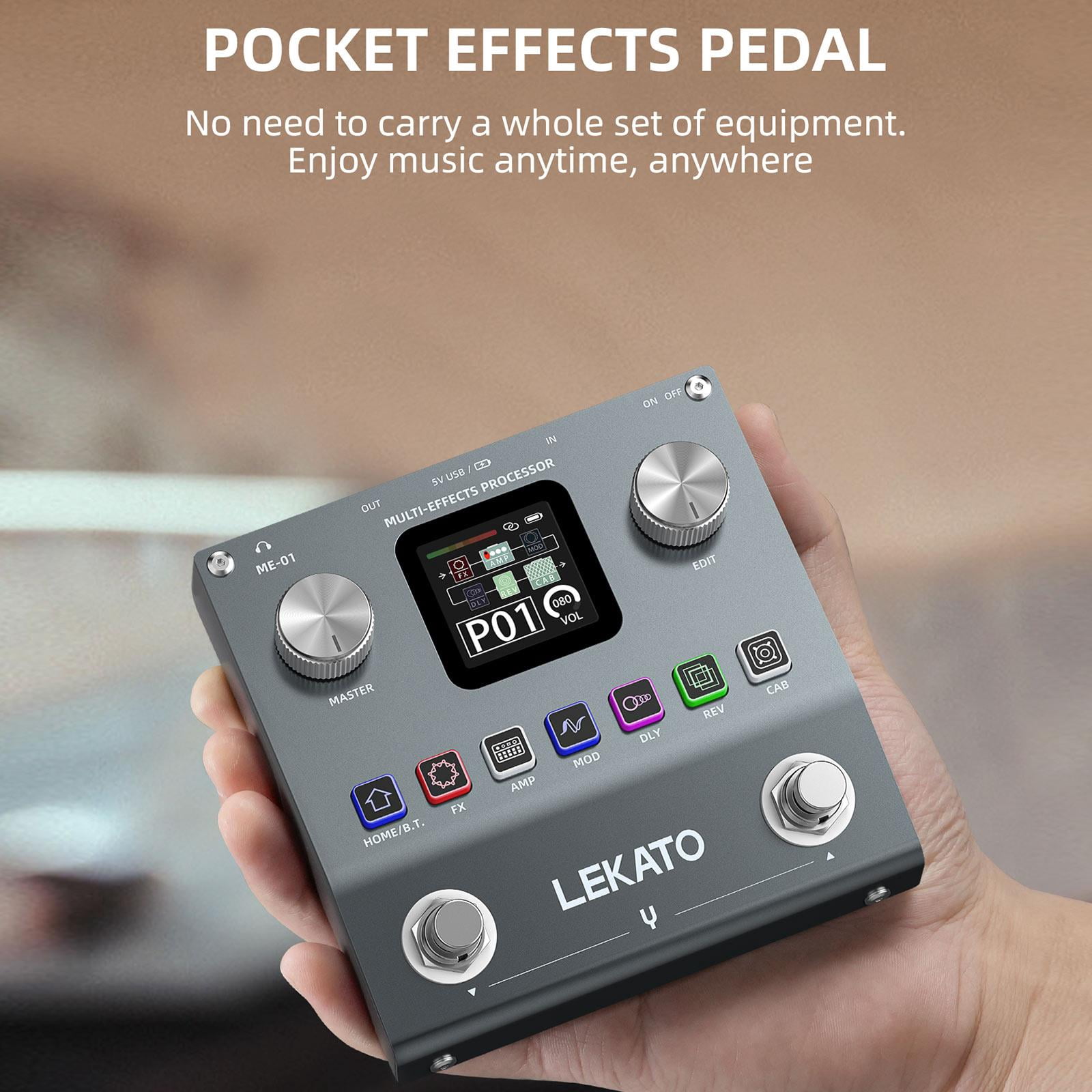LEKATO Multi Effects Guitar Pedal, Electric Guitar Effects Pedal, Pocket Rechargeable Effects Processor with 6 Effects Modules, 80 Presets, 20 IRs, BT Audio, Headphone Output