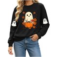 thumbnail image 3 of Byworldtasic Halloween Spooky Season Shirt for Women Cute Ghost Long-Sleeve Pullover Tops Lightweight Sweatshirt, 3 of 8