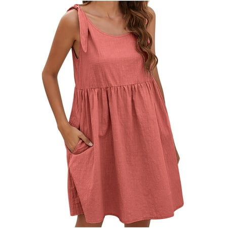 

Dress for Women 2022 White Dress Women s Summer New Casual Bandage Doll Skirt Cotton and Linen Dress Women Savings Clearance Dress Pants Women Sequin Dress for Women Red L