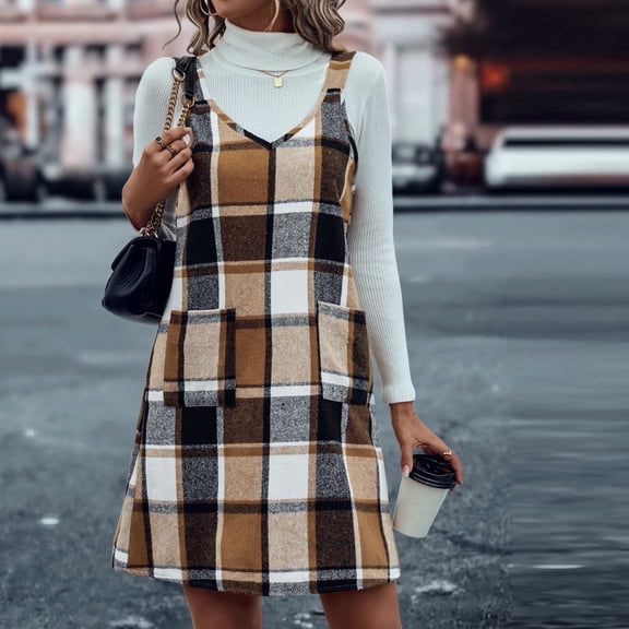 Taylonsss Womens Fall Winter Sleeveless V Neck Wool Vest Dress Unlined Casual Outwear