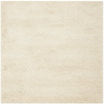 SAFAVIEH Santa Monica Cali Solid Shag Area Rug, Ivory, 3' x 3' Square