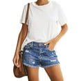 thumbnail image 3 of ONLYSHE Distressed Jean Shorts Casual Ripped Hot Shorts with Pockets Blue XXL, 3 of 7