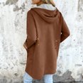 thumbnail image 4 of Fashionable Solid Color Long Sleeved Casual Sweater Cardigan, Hooded Jacket with Pockets for Versatile Layering in Women's Everyday Wardrobe,Coffee,L, 4 of 5