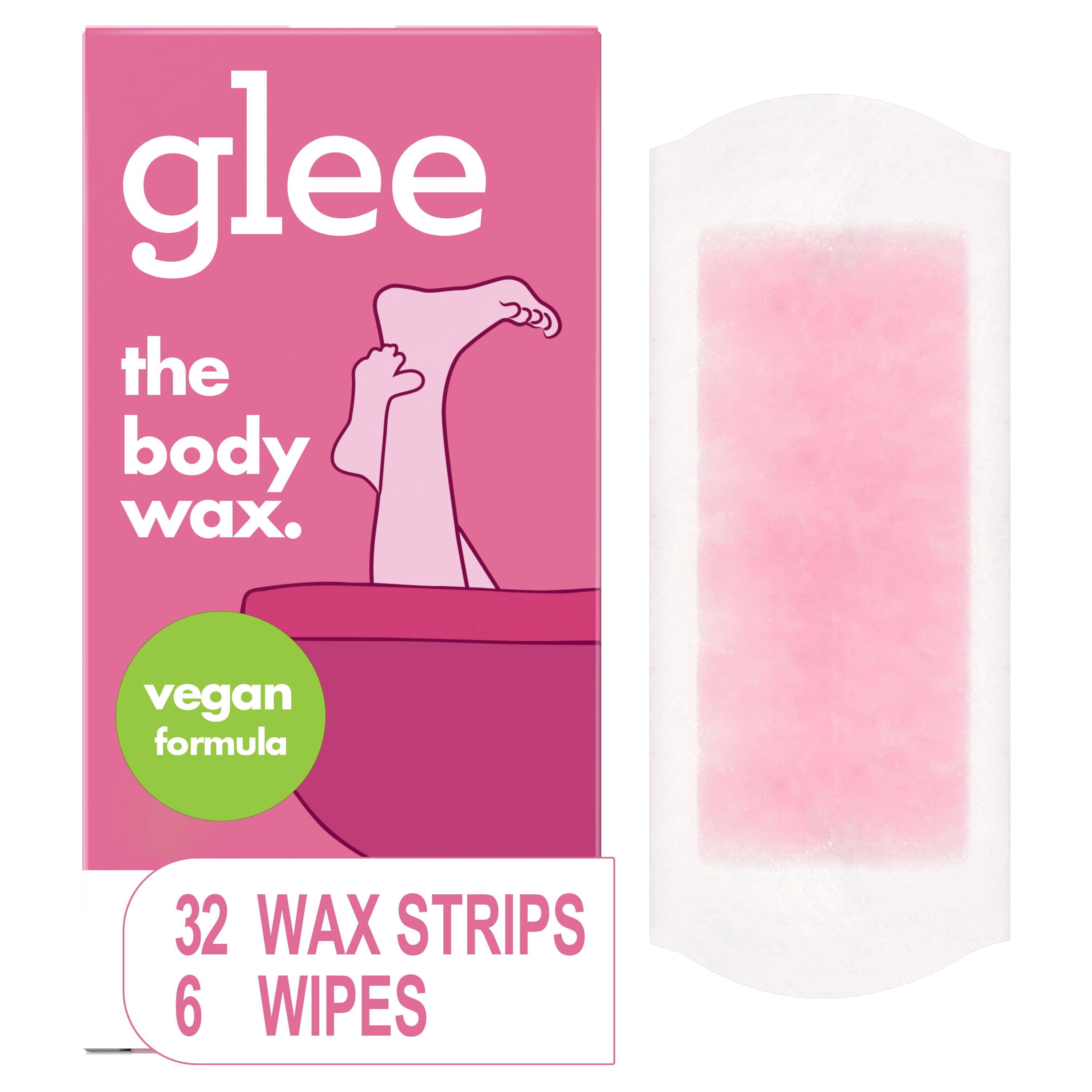 Glee Body Wax Hair Removal Strips for Women, Raspberry Scent, 32 Ct