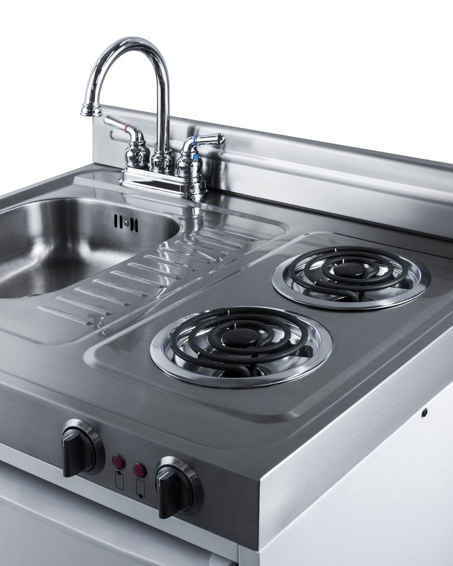 30" Wide All-In-One Kitchenette, White, Glass Burners