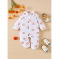 thumbnail image 2 of Suealasg Halloween Baby Boys Girls Footie Jumpsuit Clothes Long Sleeve Lapel Neck Pumpkin Print Full Length Jumpsuit 6 12 18 24 Months Infant Fall Winter Clothes, 2 of 7