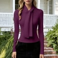 thumbnail image 4 of Blmnix Cotton Plus Size Tops for Women Turtleneck Purple Fitted Womens Fall Tops Long Sleeve Dressy Clothes, 4 of 7