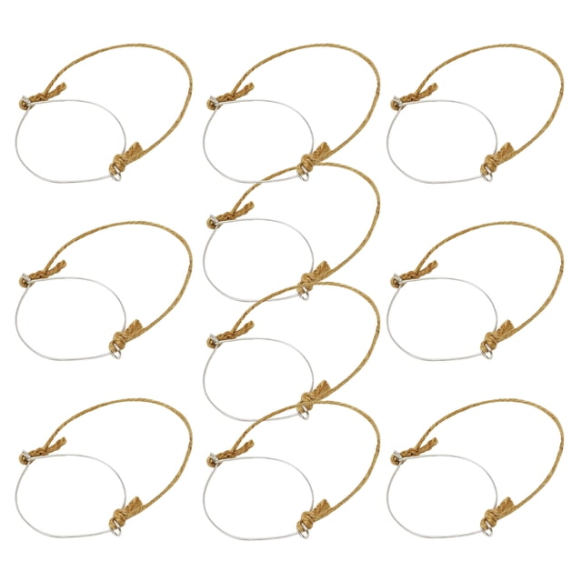 HONMEET 10Pcs Mason Jar Hanging Handles with Metal Wire and Burlap Rope for Solar Light Decor
