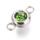 thumbnail image 3 of 304 Stainless Steel Rhinestone Links Connectors Flat Round Stainless Steel Color Peridot 12x6.5x4mm Hole: 2mm, 3 of 3