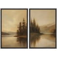 thumbnail image 6 of Framed Canvas Print Vintage Landscape Wall Art Set of 2 Modern Farmhouse Decorative for Living Room Bedroom - 16"x24"x2 BLACK, 6 of 8