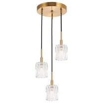 Woodbridge Lighting Candice 3-light Glass Cluster Pendant in Swizzle Stick/Brass