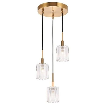 Woodbridge Lighting Candice 3-light Glass Cluster Pendant in Swizzle Stick/Brass