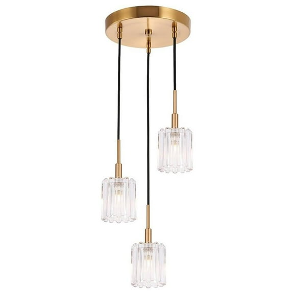 Woodbridge Lighting Candice 3-light Glass Cluster Pendant in Swizzle Stick/Brass