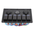 thumbnail image 3 of Rocker Switch Panel 4 Gang Rocker Switch Car Toggle Panel Boat Rocker Switch 12V-24V 6 Gang Rocker Switch Panel With  Lighter Socket 2 USB Voltmeter Display For Car Boat Truck RV, 3 of 8