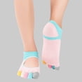 thumbnail image 3 of Calcetines de Yoga de algodón para mujer, antideslizantes, para gimnasio, cinco dedos, sin espalda, deportivos, calcetines elásticos altos Inevent HA2218-03B, 3 of 5