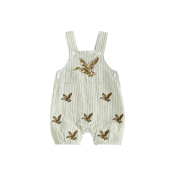 Cjfdfy Newborn Baby Boy Overalls Outfit Wild Embroidered Sleeveless Rompers Striped Bodysuit Cute Baby Boy Outdoor Overalls Hunting Theme Baby Clothes 0-18 Months