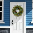 thumbnail image 2 of National Tree Company Pre-Lit Artificial Christmas Wreath, Green, Norwood Fir, 50 Multicolor Battery Operated LED Lights, Timer, 24 Inch, 2 of 4
