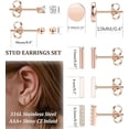 thumbnail image 2 of MINKUROW 9 Pairs Stainless Steel Star Moon Stud Earrings for Women Cute Bar CZ Stud Earring Set, 2 of 4