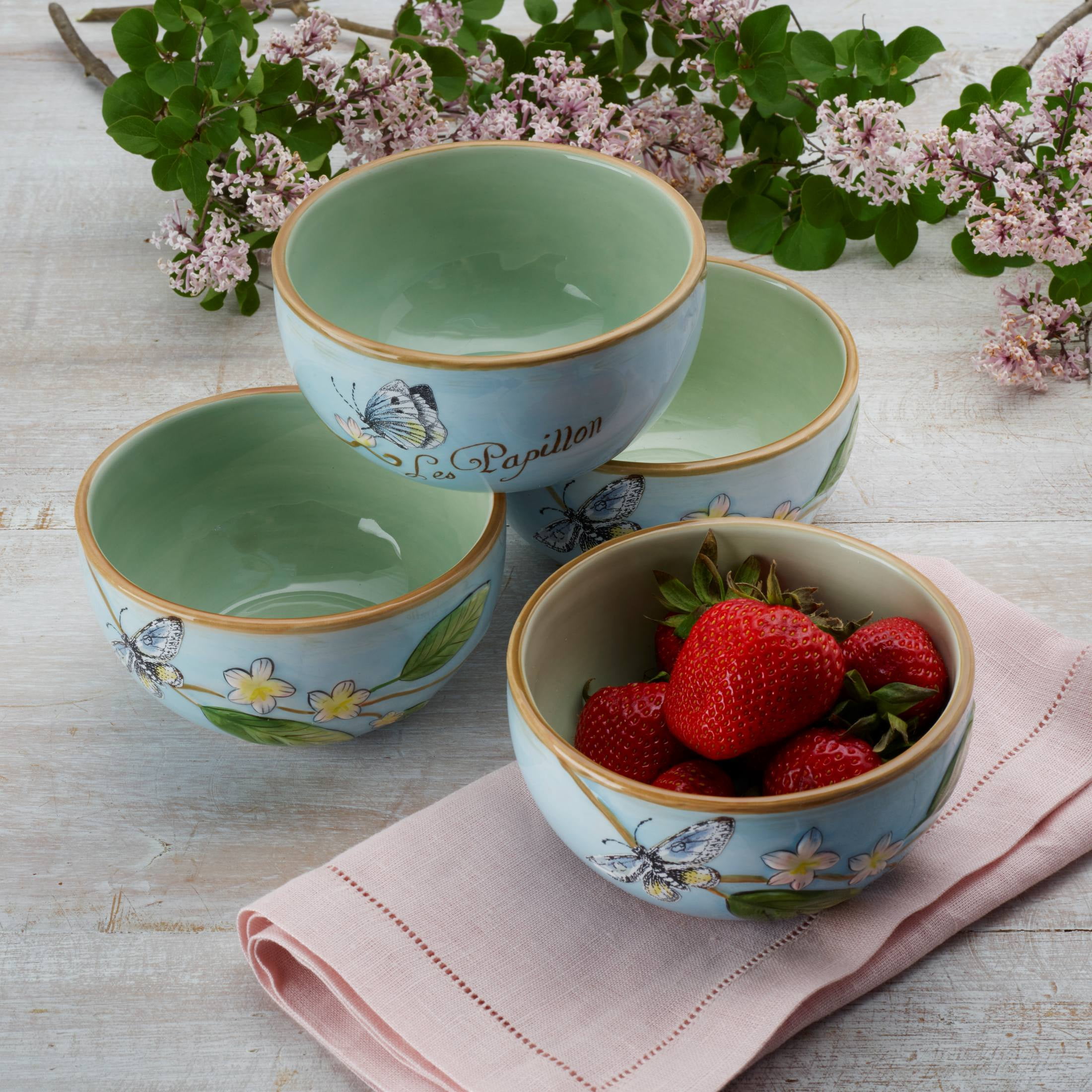Fitz and Floyd Toulouse 19 oz Blue Earthenware Small Tableware Bowls (4 Count)