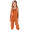 thumbnail image 6 of ITSAME Toddler Baby Girls Jumpsuit, Sleeveless Spaghetti Strap Loose Fit Summer Casual Fashion Romper Orange 18M, 6 of 6