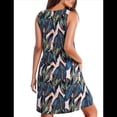 thumbnail image 2 of Vestidos de Verano para Mujer, de Playa, con Encaje, Escote en V, Informales, Estampado Tropical, Sin Mangas, Cortos. Verde XL, 2 of 7