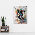 thumbnail image 2 of Skier Skiing Multicoloured Paint Splat Action Shot Extra Large XL Wall Art Poster Print, 2 of 3