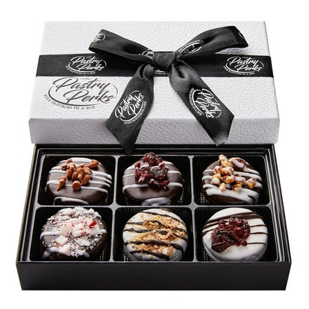 Pastry Perks 6 Gourmet Chocolate-Covered Cookies, Gift Basket – Holiday Gift Box for Men, Women, and Grandma – Birthday Treats & Food Delivery Gift Ideas