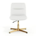 thumbnail image 5 of BizChair Commercial Mid-Back White Padded LeatherSoft Armless Stationary Task Office Chair with Adjustable Height, Swivel Function, and Gold Frame, 5 of 11