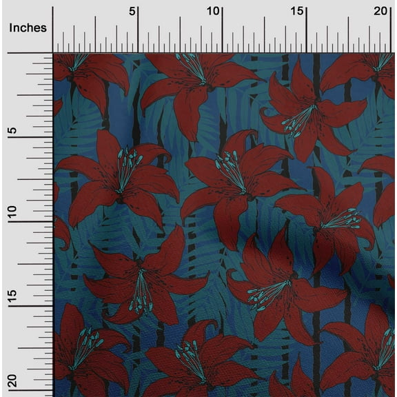 oneOone Polyester Lycra Maroon Fabric Leaves & Flower Diy Clothing Quilting Fabric Print Fabric By Yard 56 Inch Wide