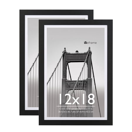 meframe 2pack 12x18 wooden picture frame matted to 11x17 wall photo frame black