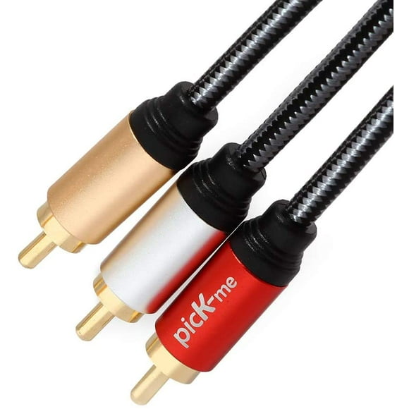picK-me 3 RCA to 3 RCA Cable, Gold Plated (Copper Case) 3 RCA Male to 3 RCA Male Stereo Audio Cable, RCA Cable (1.8M)